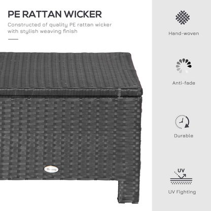Rattan Footstool Wicker Ottoman with Padded Seat Cushion Furniture 50x50x35 cm