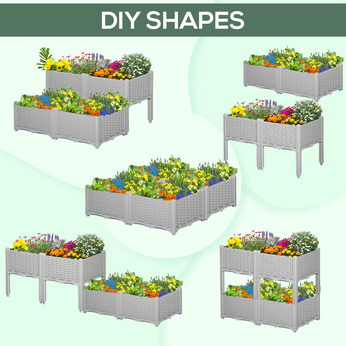 PP Set Of 2 Raised Outdoor Garden Planter Box
