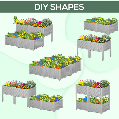 PP Set Of 2 Raised Outdoor Garden Planter Box