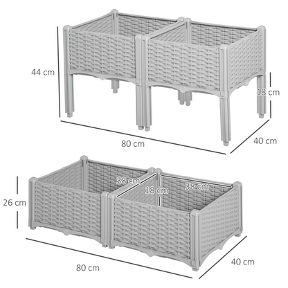 PP Set Of 2 Raised Outdoor Garden Planter Box