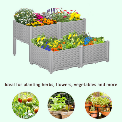 PP Set Of 2 Raised Outdoor Garden Planter Box