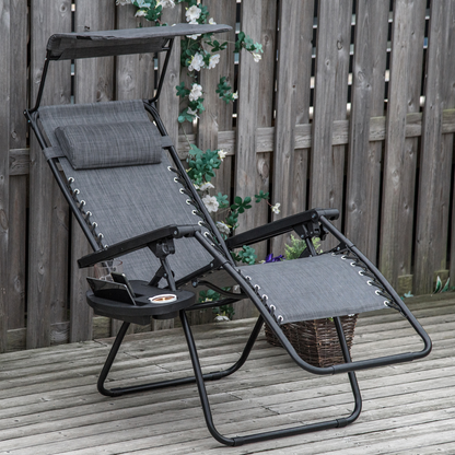 Steel Frame Zero Gravity Outdoor Garden Deck Chair with Canopy