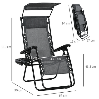Steel Frame Zero Gravity Outdoor Garden Deck Chair with Canopy