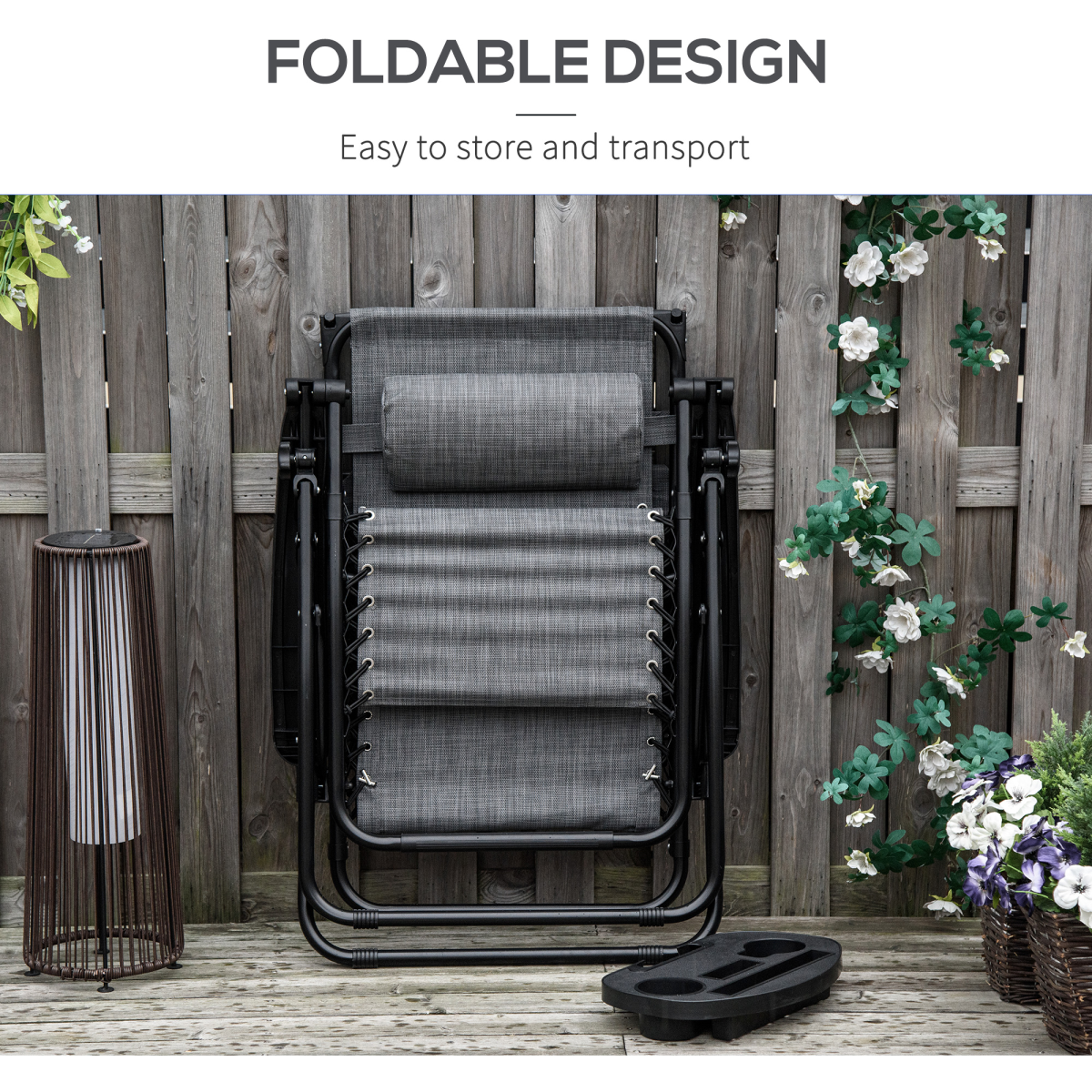Steel Frame Zero Gravity Outdoor Garden Deck Chair with Canopy