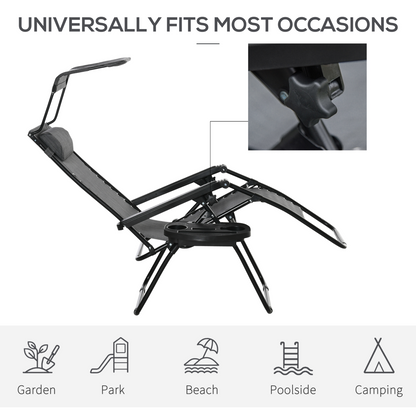Steel Frame Zero Gravity Outdoor Garden Deck Chair with Canopy