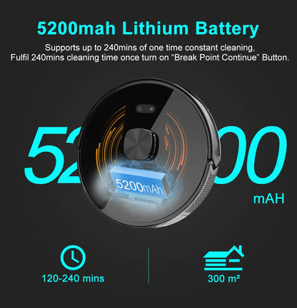 ABIR K30 Robot Vacuum Cleaner, Auto-Empty Station, Laser Lidar, 6500PA Suction,Multi-Floor Maping, Smart Home Wet Dry Appliance