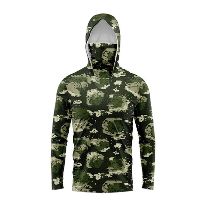 Men Hood Fishing Shirt long sleeve fishing t shirt uv protection Fishing Apparel
