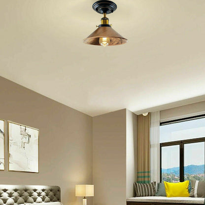 Retro Industrial Ceiling Light Fitting Metal Cone Shape Shade Indoor Lighting