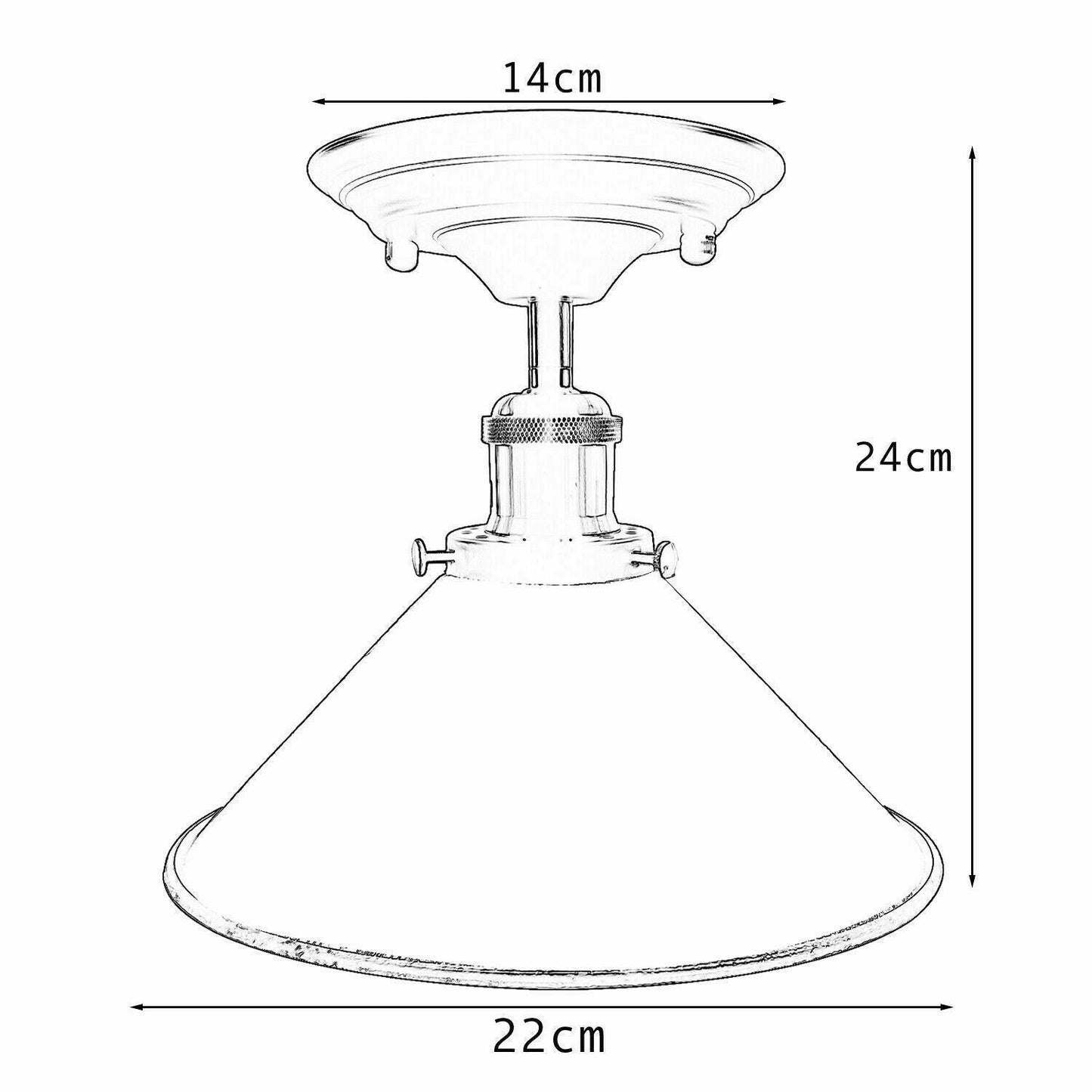 Retro Industrial Ceiling Light Fitting Metal Cone Shape Shade Indoor Lighting