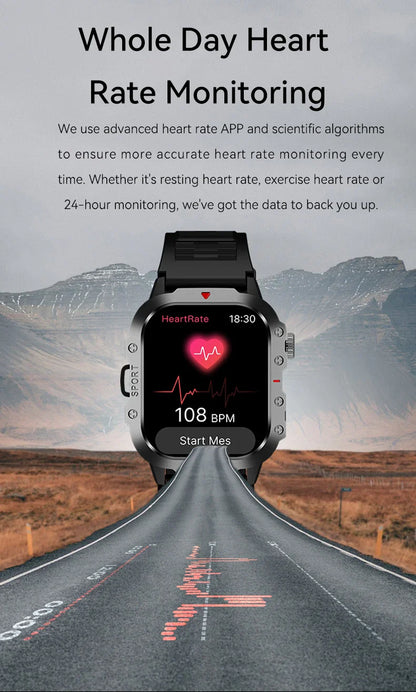 2026 New Smart Watch Men Bluetooth Calling Fitness Tracker LED Flashlight Sleep Monitor Sports Smartwatch For Android iOS