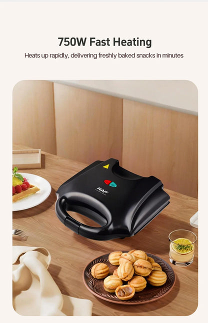 Electric Walnut Cake Waffle Maker With Nuts 12 Holes Cooking Kitchen Biscuits Making for Baking Business Nuts Waffle