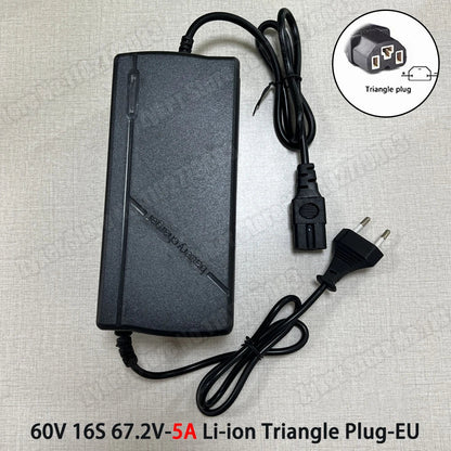 60V 72V 5A Lithium Battery Charger 67.2V 84V 5A Lithium Battery Pack 16S 20S 5A Smart Intelligent Fast Charging Chargers EU Plug