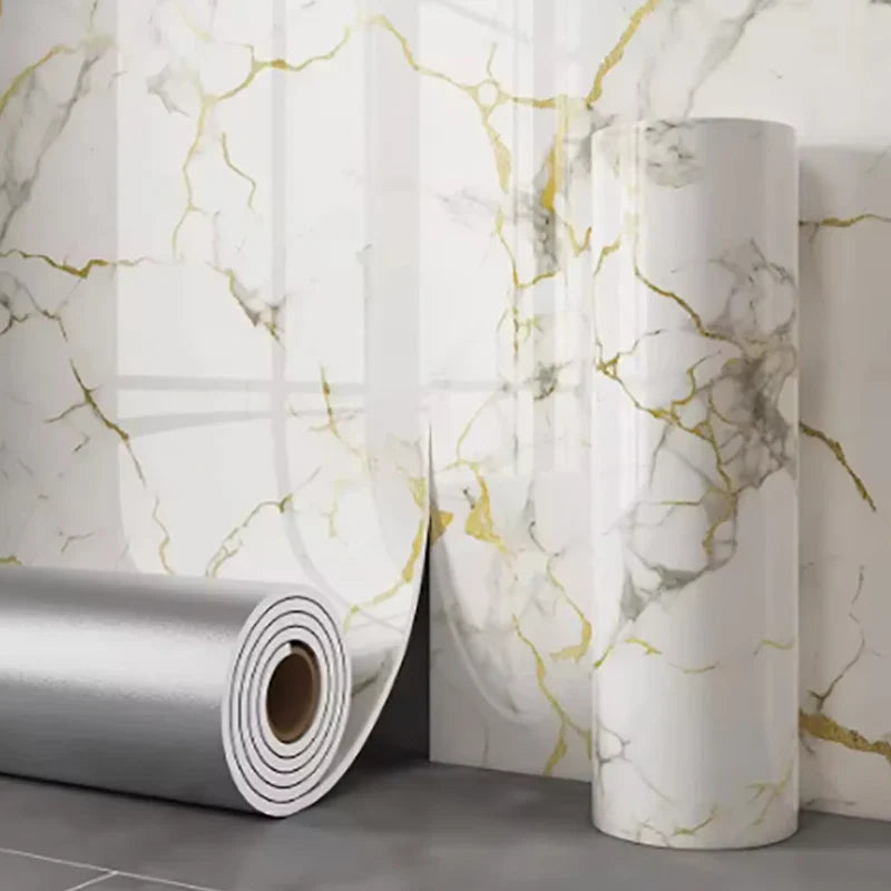 1 Roll Marble Thick Foam Imitation Tile Self-Adhesive Wallpaper Bedroom Living Room Decoration Bathroom Waterproof Wall Sticker