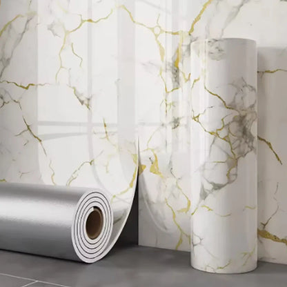1 Roll Marble Thick Foam Imitation Tile Self-Adhesive Wallpaper Bedroom Living Room Decoration Bathroom Waterproof Wall Sticker