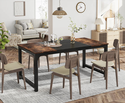 Tribesigns 63"x31.5" Dining Table, Industrial Kitchen Table for 6-8 Person, Rectangular Dinner Table for Dining Room Kitchen