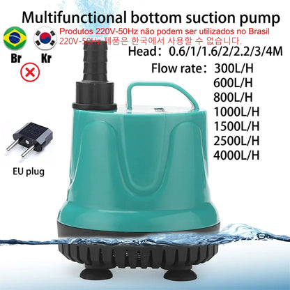 5/8/18/25/40/60/90W Fish Tank Bottom Suction Submersible Pump Bottom Filter Silent Suction Feces Change Pump Multi-function Pump