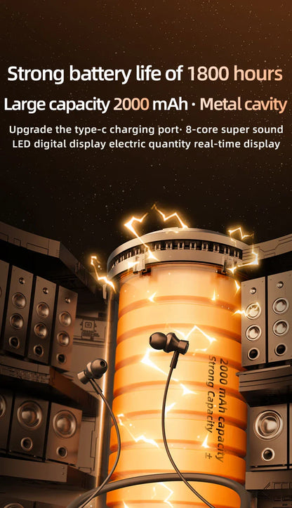 BT8 Wireless Bluetooth Earphones Headphones Outdoor Sports Headset V5.3 Display Button Control Earbuds for Music