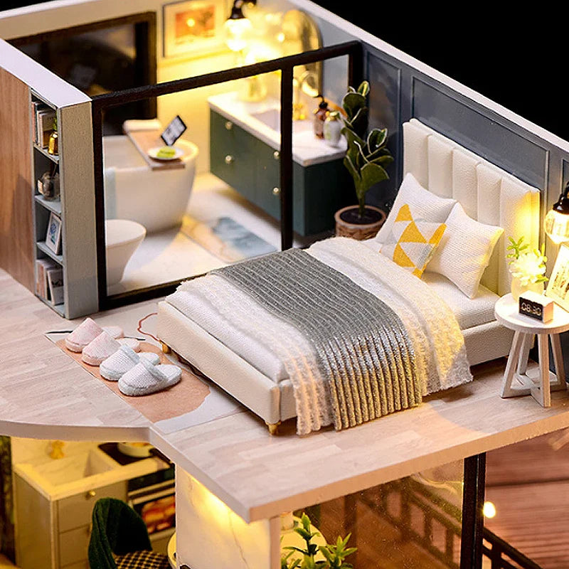 DIY Doll Houses Kits 3D Wooden Puzzles Mini Doll House Assembly Building Furniture Handmade Toys For Kids Birthday Gifts