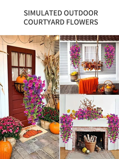 Outdoor courtyard simulation flower eucalyptus morning glory silk flower home wedding decoration wall hanging rattan flower vine