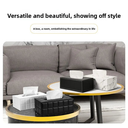 Elegant PU Leather Square Tissue Holder for Coffee Table, Decorative Napkin Paper Case for Home Hotel Restaurant Living Rooms