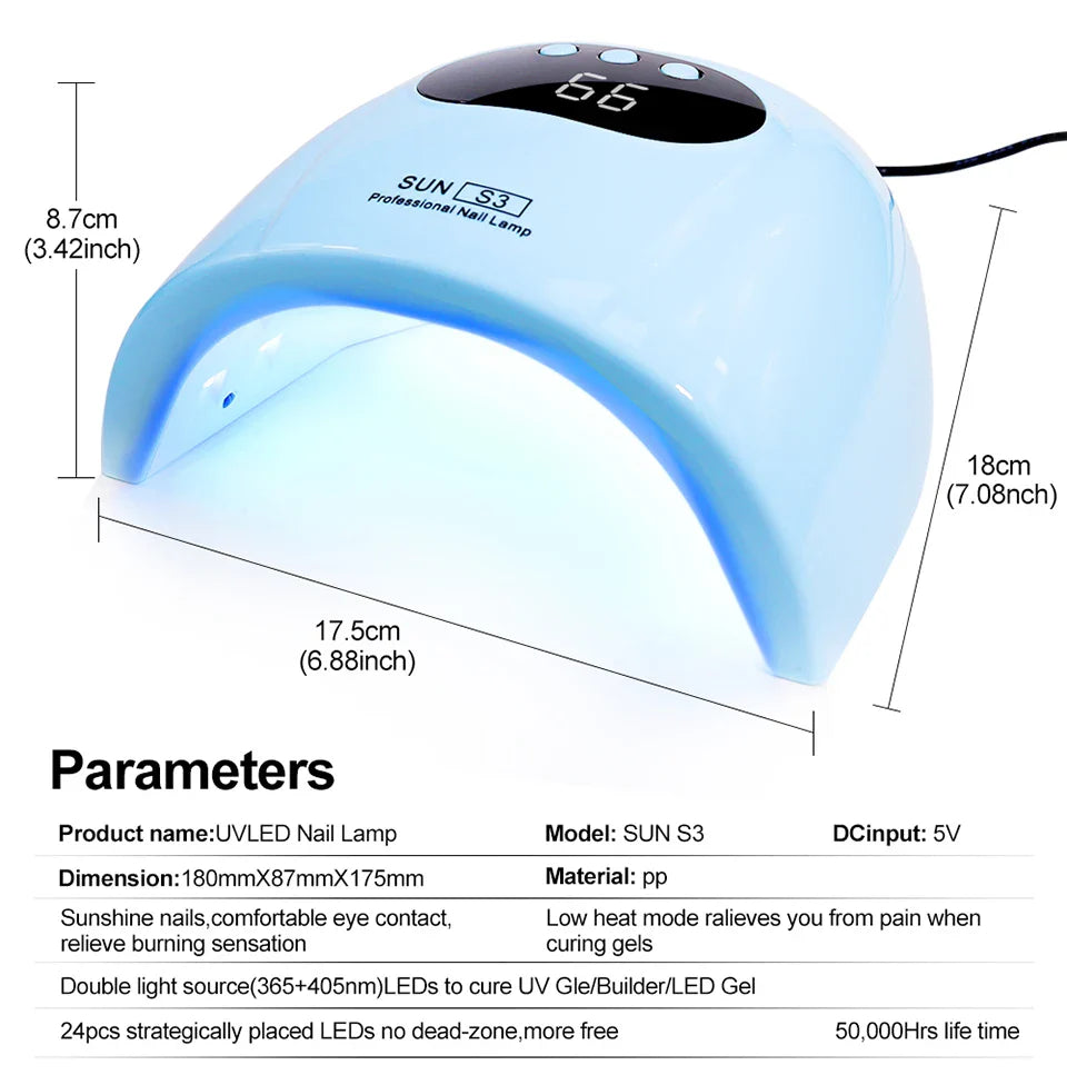 24/6 LED UV Lamp for Nails Gel Polish Drying With LED Display And Motion Sensing Professional Manicure Lamp Dryer Home Use Tool
