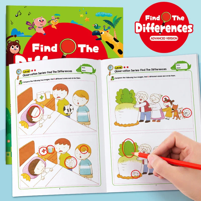 Hidden Differences Activity Book, Featuring 32 Interactive Observation Games and Memory Exercises |   Attention and Concentration Training |   Visual Perception Skills, Focused Attention Games with Numbered Pages |   Find the
