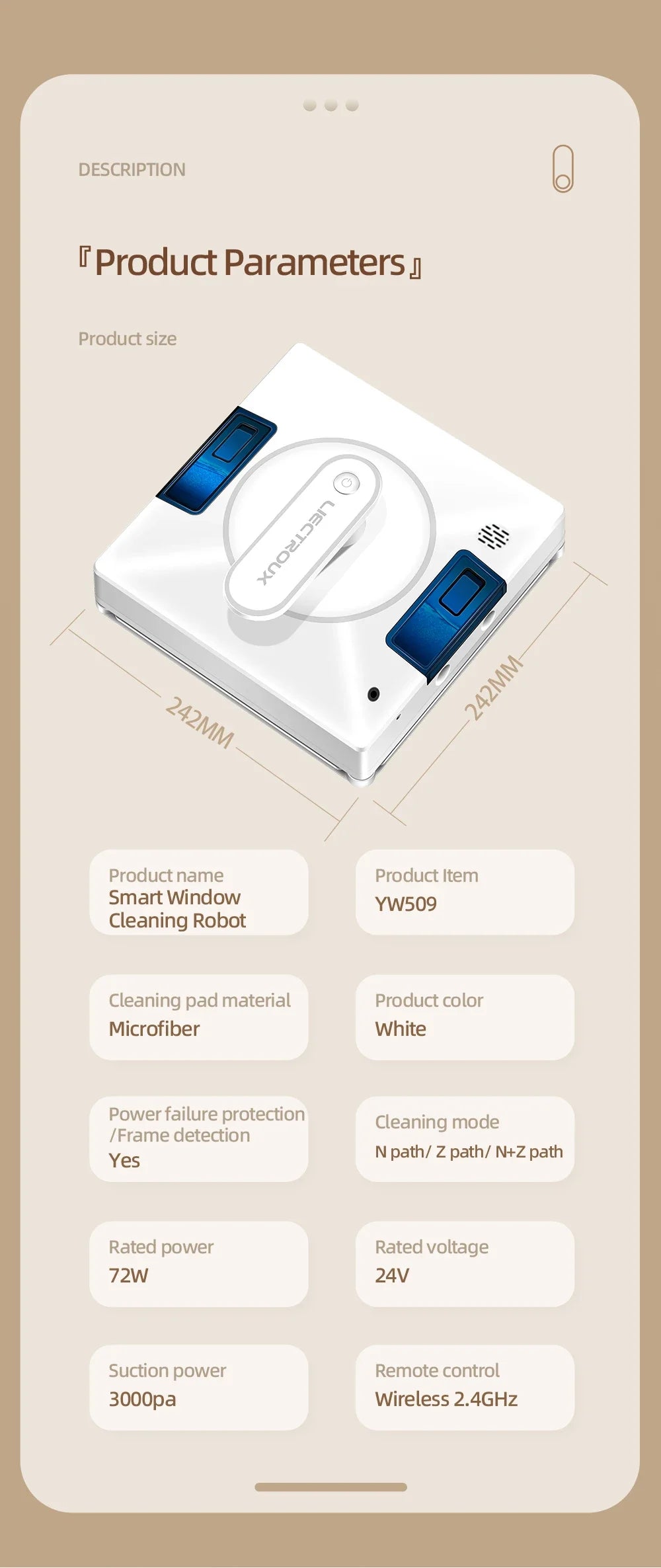 Robot Window Cleaner Liectroux YW509, 4-Way Water Spray,Home Glass Floor Window Robot Vacuum Cleaner,Strong Vacuum,Smart Memory