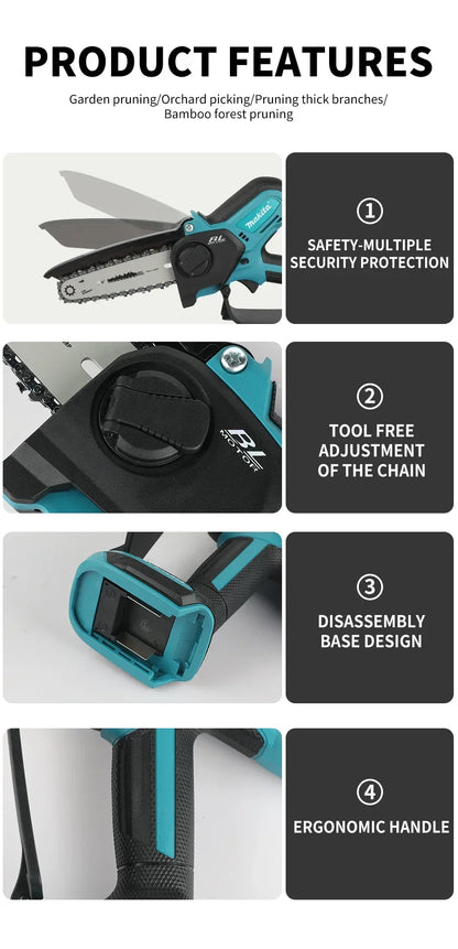 Makita  Woodworking with Small Handheld 18V Cordless Chainsaw for Electric 6-inch Logging Sawzall Mini Portable Chainsaw
