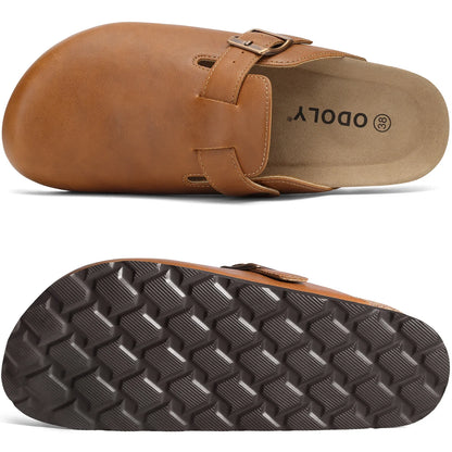Kidmi Unisex Adjustable Buckle Slip-On Clogs with Arch Support Vegan Leather Cork Insole Potato Shoe for Women And Men