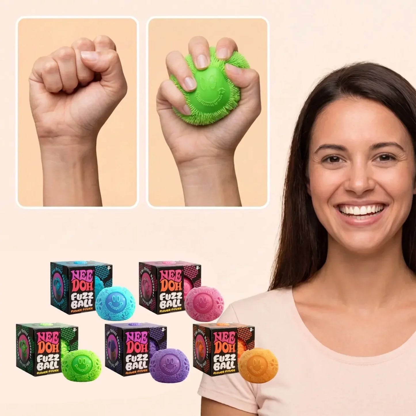 NeeDoh Fuzz Ball Series Desktop decompress Ornament Stress Relief Toys Squishy Toys for Under Pressure Fun Soft Stress Ball gift