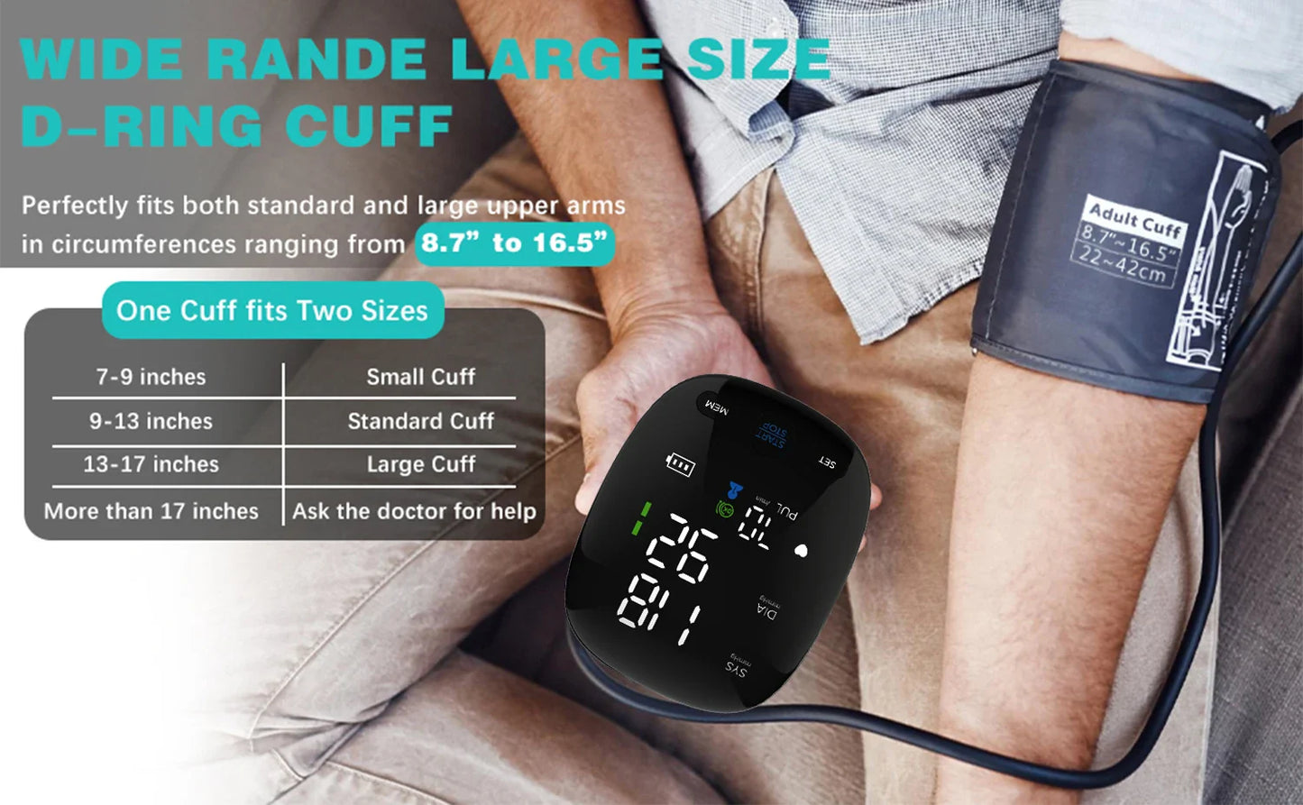 Kingclinic New Household Arm Type Digital Electronic Portable LED Smart Blood Pressure Meter BP Monitor