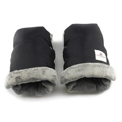 2pcs Black Waterproof Pram Stroller Warm Gloves Mitten Winter Hand Muff Baby Stroller Mitten Winter Warm Stroller Accessories