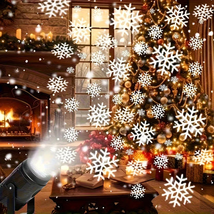 Christmas Snowflake LED Projector USB Powered with Rotating Base Durable Plastic for Indoor/Outdoor Holiday Decor
