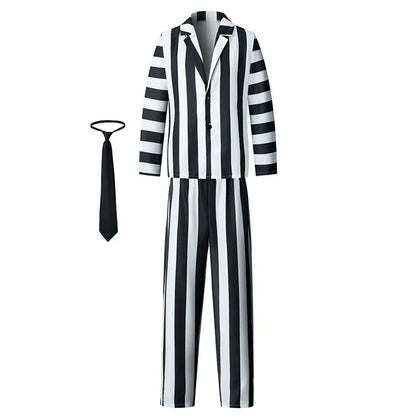 Explosive Hades Master  Adult Black and White Pattern Role Playing Costume
