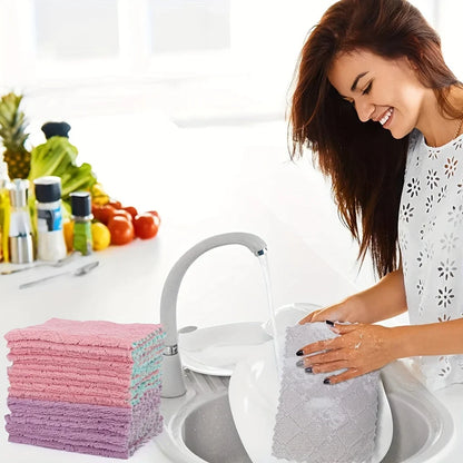 10pcs Microfiber Dish Cloths Multi Purpose Dishwashing Towels For Tableware Double Sided Cleaning Rags Kitchen Accessories