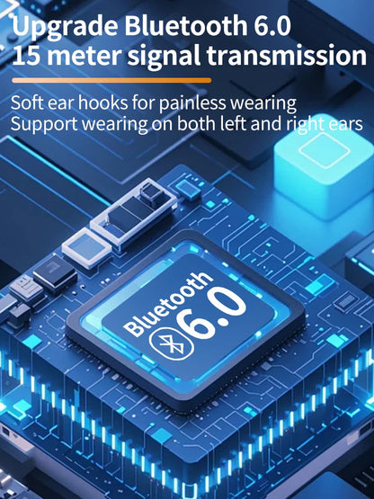 Bluetooth 6.0 Earphone Ear Hook Headphone 270 Degree Rotation LED Display HIFI Stereo Noise Reduction Headset Waterproof Earbud