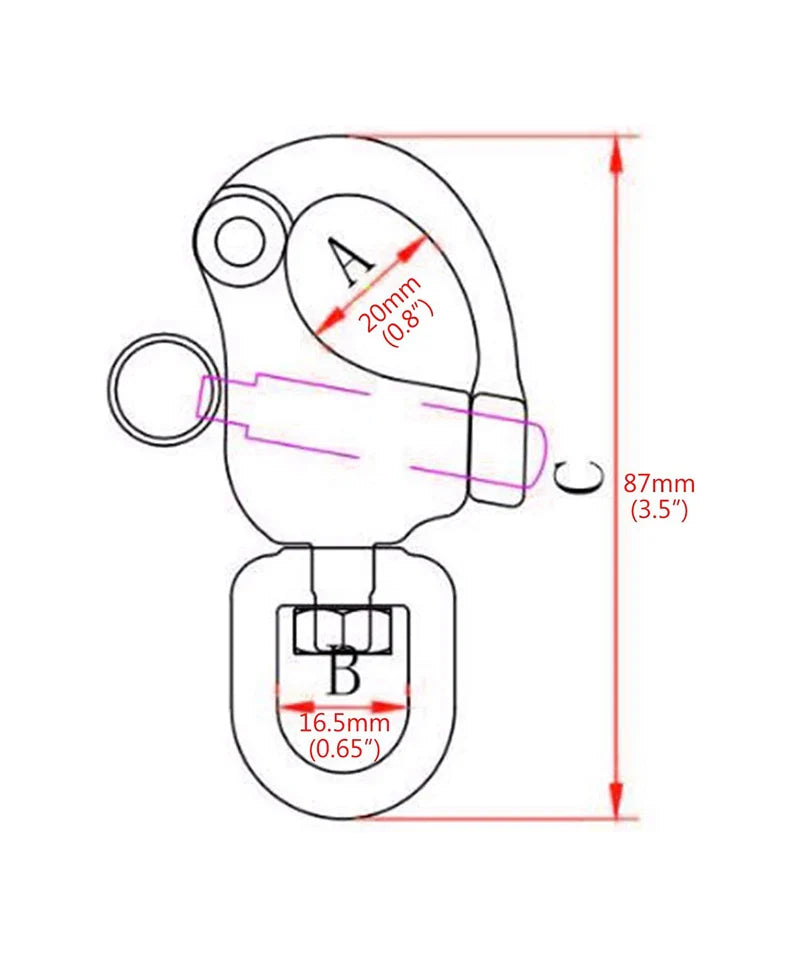 Swivel Eye Snap Shackle Quick Release Bail Rigging Sailing Boat Marine 316 Stainless Steel Clip