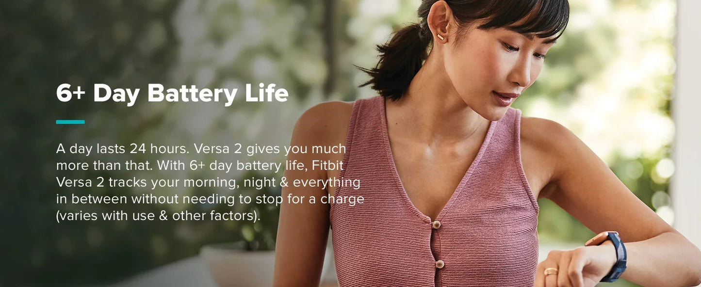 Fitbit Versa 2 Health and Fitness Smartwatch with Heart Rate, Music, Alexa Built-In, Sleep and Swim Tracking, Black/Carbon