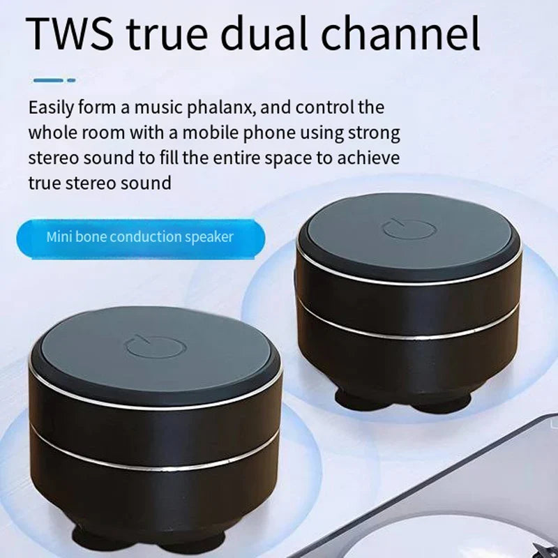 Bone conduction wireless speaker - sucker mount, TWS hi-fi sound enhanced bass, wearable loop, resonance features dynamic audio