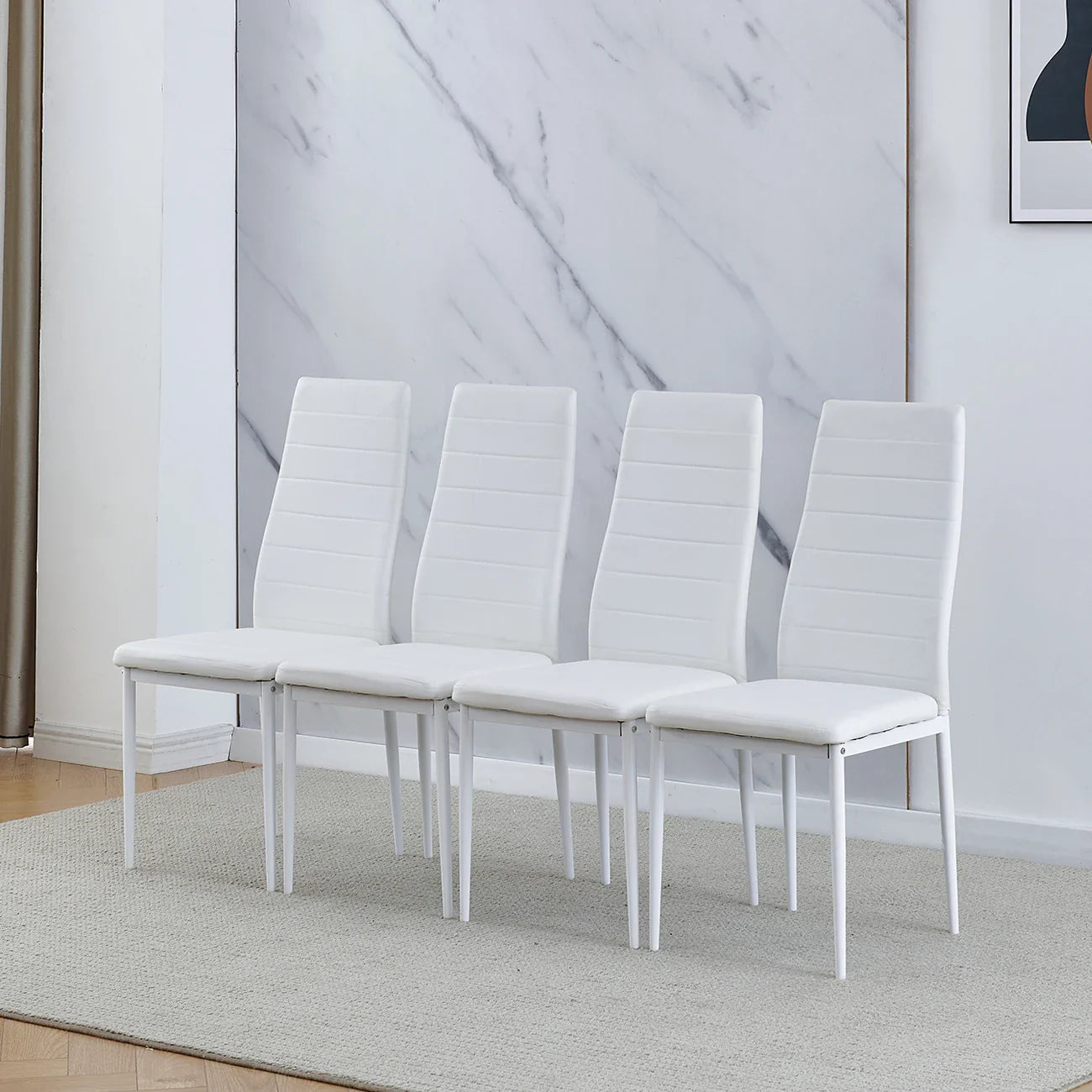 BonChoice Set of 2/4/6 Dining Chairs PU Leather/Velvet High Back With Metal Legs For Dining Room Kitchen Restaurant Office