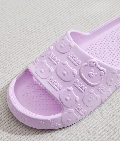 Couple Printting Cute Bear Women Slippers Summer Indoor Soft Cartoon Sandals Bathroom Anti-slip Outdoor Comfy Men Leisure Shoes