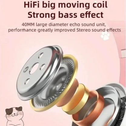 New Cute Cat Wireless Headphones RGB Cute Cat Ears Headset With Microphone Noise Cancelling Kid Stereo Music Children's Gifts