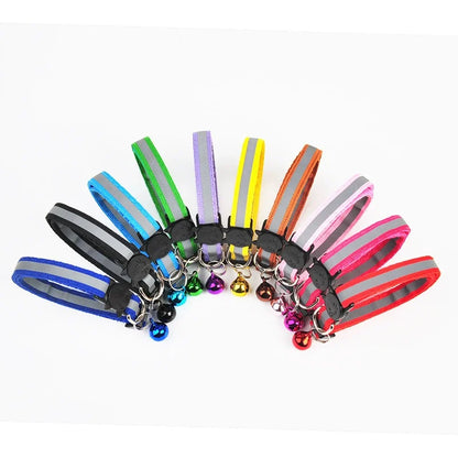 Cat Collar Colors Reflective Breakaway Neck Ring Necklace Bell Pet Products Safety Elastic Adjustable with Soft Material
