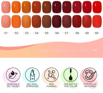 Mxsi 15ml Gel Nail Polish Neon Brown Royal Blue Red Green Pastal Nude Nail Art Varnish Gel Lacquer Top Coat UV Gel Nail Not Set