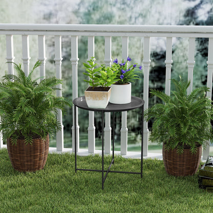 Outsunny Steel Removable Tray Top Garden Table - Black