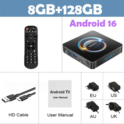 Android 16 Smart TV Box X66 8GB+256GB Rockchip RK3528 Google Assistant 8K Video Bluetooth5.4 Media Player Very Fast Set Top Box