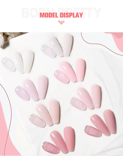BORN PRETTY 15ml Jelly Nude Rubber Base Gel Natural Milky White Clear Semi permanent Self-Leveling Soak Off UV LED Gel Varnish