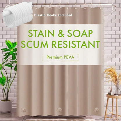 1pc Gray Shower Curtain Liner with Weighted Magnets Plastic Hooks and Durable Metal Grommets Bathroom Curtain Bath Curtain