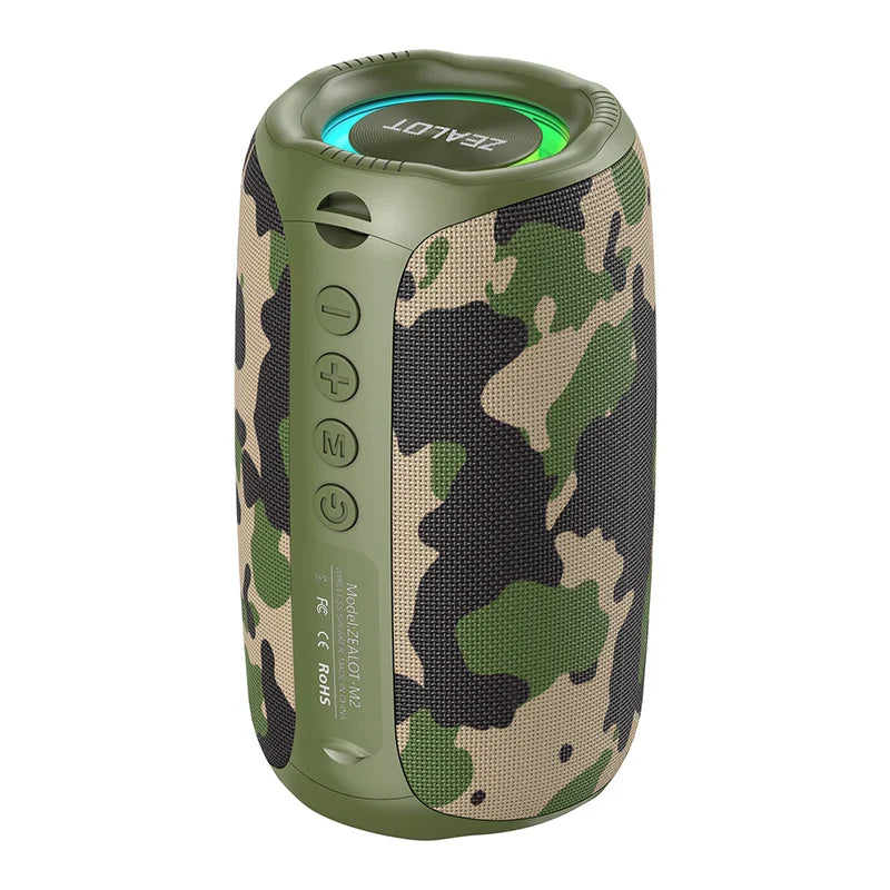 zealot-m2 Portable Bluetooth Speaker,IPX5 Waterproof 360° Wireless Speaker TWS Stereo Pairing 10hrs Playtime For Camping Hiking