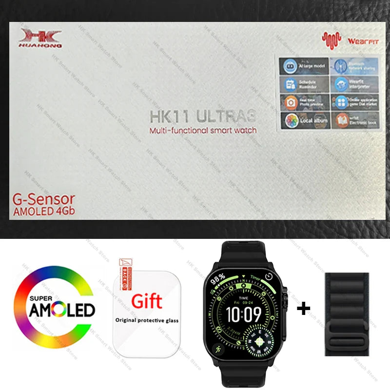 2026 New HK 11 ULTRA 3 Max Smartwatch 49mm AMOLED 4G ROM AI Robot Bluetooth Network Call Clock NFC Compass Smart Watch Men Women